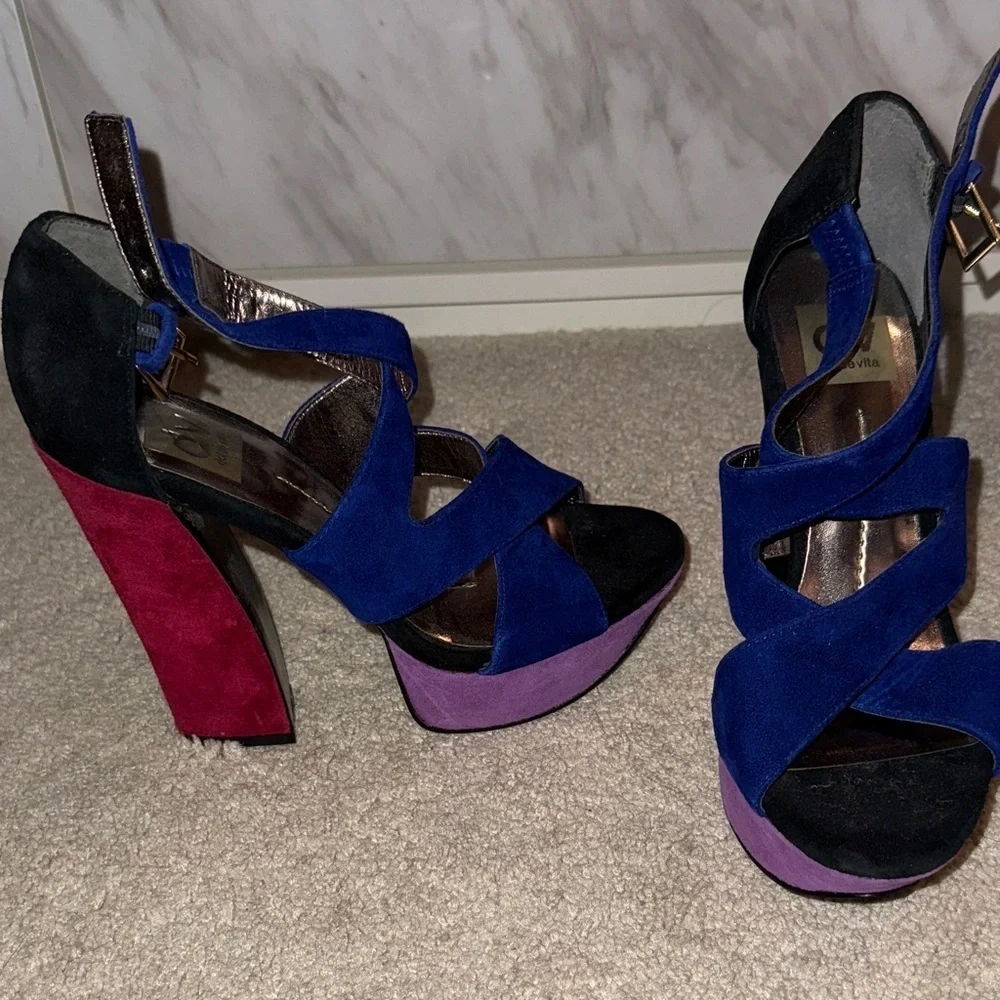 DV by Dolce Vita Blue, Purple, and Red Platform Heels